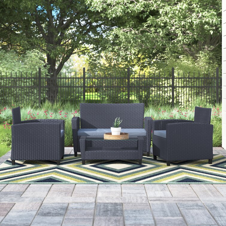 Grey rattan garden discount furniture 4 seater